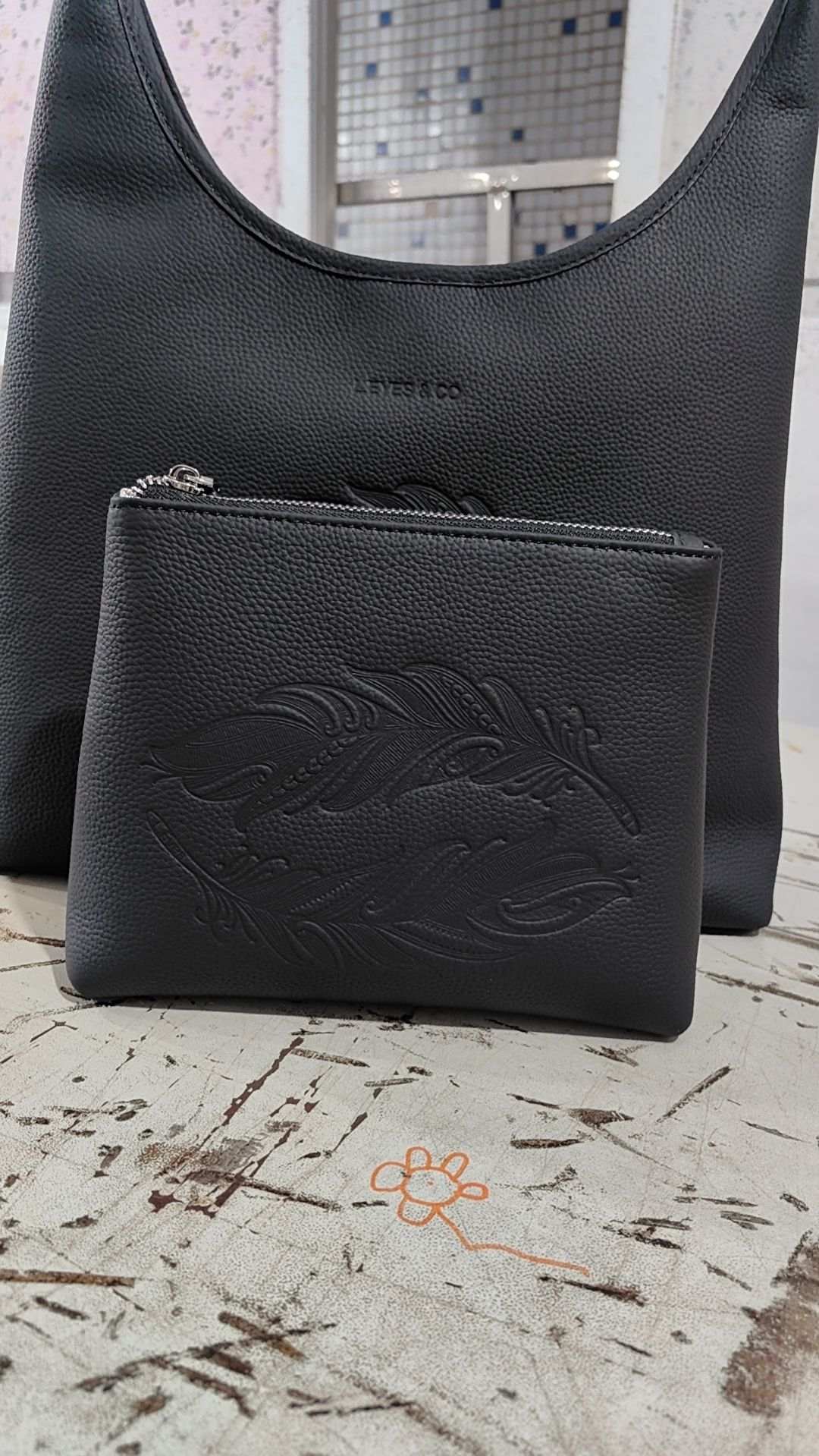 2Pc Leather Cross bag & wallet